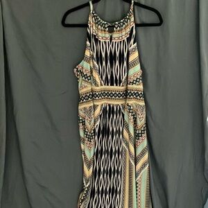 Chico’s: Exotic Ikat Maxi Blue Multi Dress- Geometric Pattern- 3 (US size 16-XL)